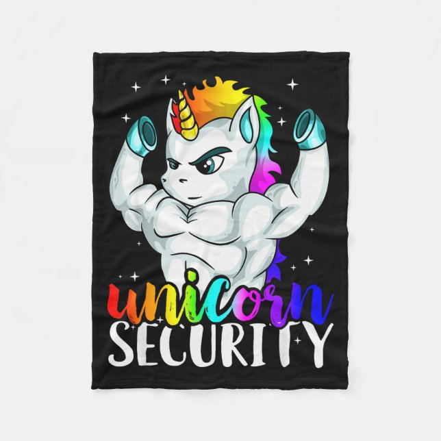 Unicorn Security Squad Muscle Tee Funny Dad Brothe Fleecefilt (Framsidan)