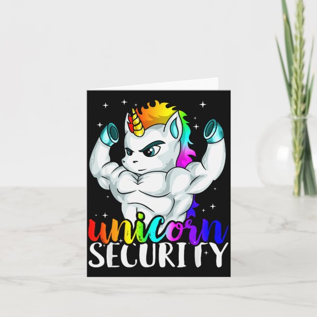 Unicorn Security Squad Muscle Tee Funny Dad Brothe Kort (Framsida)