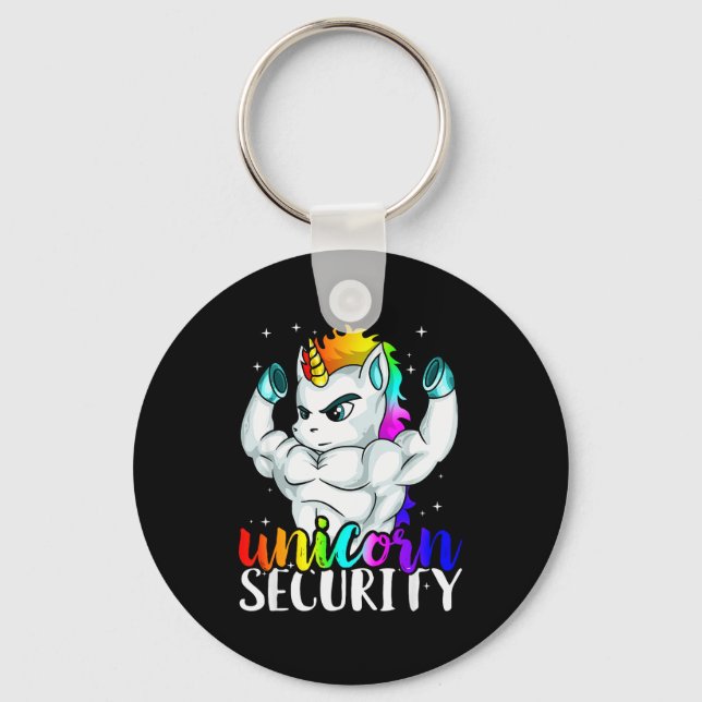 Unicorn Security Squad Muscle Tee Funny Dad Brothe Nyckelring (Framsida)
