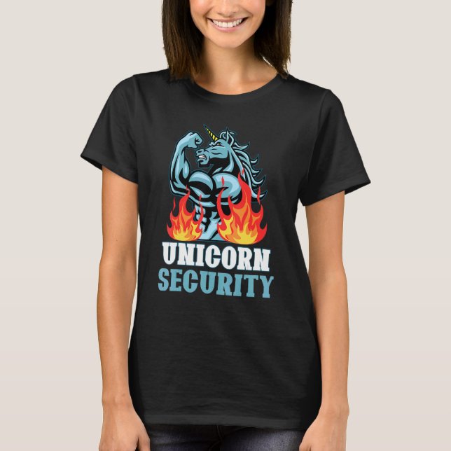 Unicorn Security Unicorns Rainbow Graphic T Shirt (Framsida)
