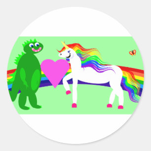 Unicorn ser Dinosaur Runt Klistermärke
