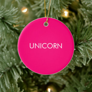 "Unicorn"-shock rosa fuchsia vit Julgransprydnad Keramik
