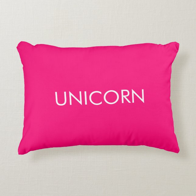 "Unicorn"-shock rosa fuchsia vit Prydnadskudde (Framsidan)