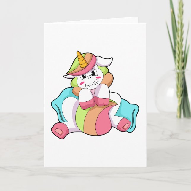 Unicorn Shy med Pillow Kort (Framsida)