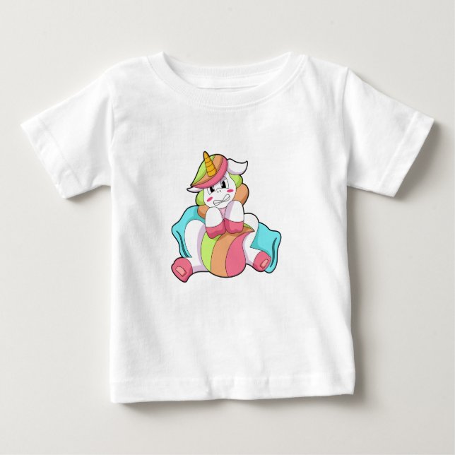 Unicorn Shy med Pillow T Shirt (Framsida)