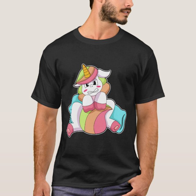 Unicorn Shy med Pillow T Shirt (Framsida)