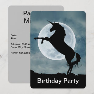 Unicorn Silhouette Full Moon Grattis på födelsedag Inbjudningar