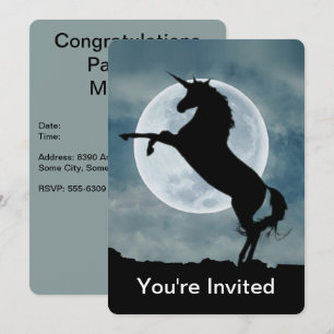 Unicorn Silhouette Full Moon-Grattisar Inbjudningar