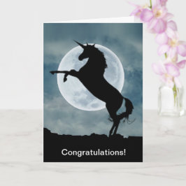 Unicorn Silhouette Full Moon-Grattisar Kort