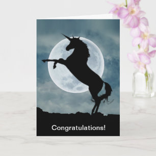 Unicorn Silhouette Full Moon-Grattisar Kort