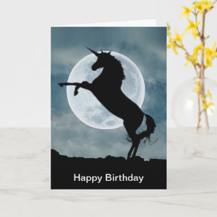 Unicorn Silhouette Full Moon Magic Birthday Kort
