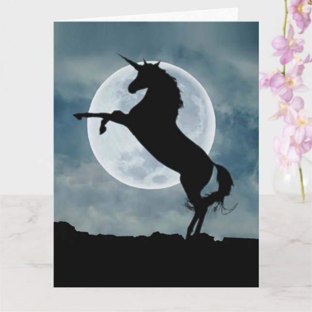 Unicorn Silhouette full Moon Magic Quote Big Kort (Orkide)