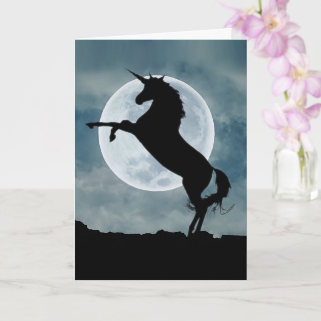 Unicorn Silhouette Full Moon Magic Quote General Kort (Orkide)