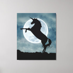 Unicorn Silhouette Full Moon Natt Himlar Canvastryck