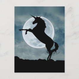 Unicorn Silhouette Full Moon Natt Himlar Vykort