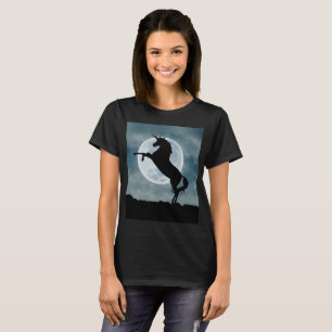 Unicorn Silhouette Full Moon Nattnight Himlar Wome T Shirt