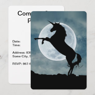 Unicorn Silhouette Full Moon Night Himlar, ZKOA Inbjudningar