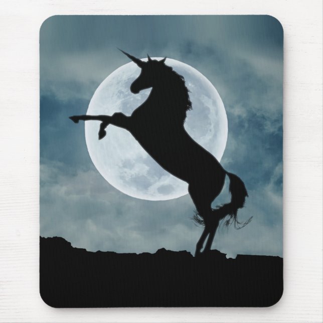 Unicorn Silhouette Full Moon Night Himlar, ZKOA Musmatta (Framsidan)