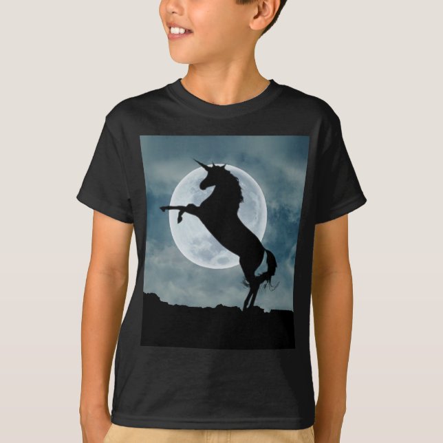 Unicorn Silhouette Full Moon Night Himlar, ZKOA T Shirt (Framsida)