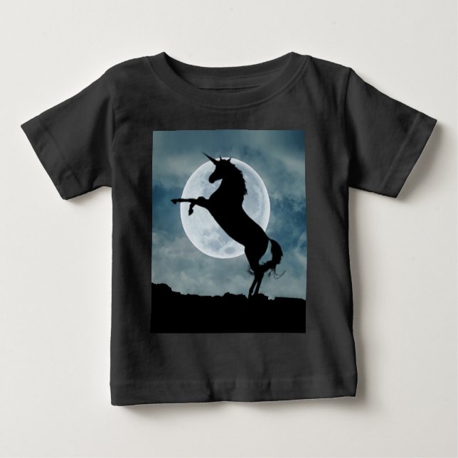 Unicorn Silhouette Full Moon Night Himlar, ZKOA T Shirt (Framsida)