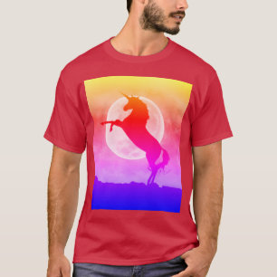 Unicorn Silhouette Full Moon Night Himlar, ZKOA T Shirt