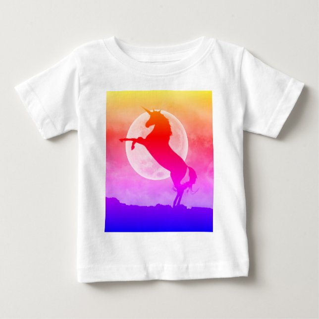 Unicorn Silhouette Full Moon Night Himlar, ZKOA T Shirt (Framsida)