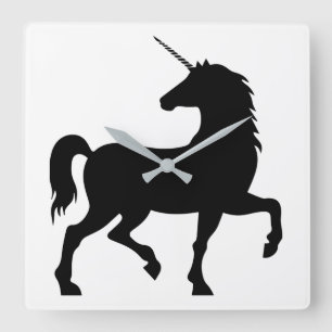Unicorn Silhouette Fyrkantig Klocka