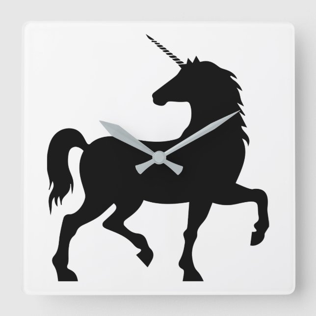 Unicorn Silhouette Fyrkantig Klocka (Framsida)