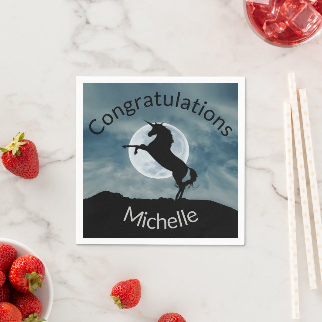 Unicorn Silhouette Måne General Grattiss Pappersservett (Insitu)