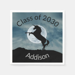 Unicorn Silhouette Måne, klass 2030 Studenten Pappersservett