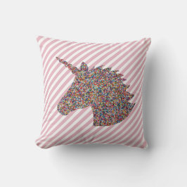 Unicorn Silhouette Rainbow Sprinkles Kudde