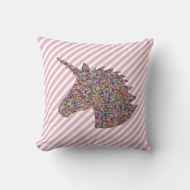 Unicorn Silhouette Rainbow Sprinkles Kudde (Framsida)