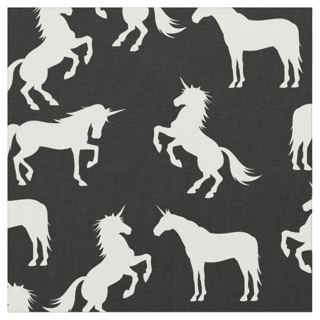 Unicorn Silhouettes Black and White Tyg (Närbild)