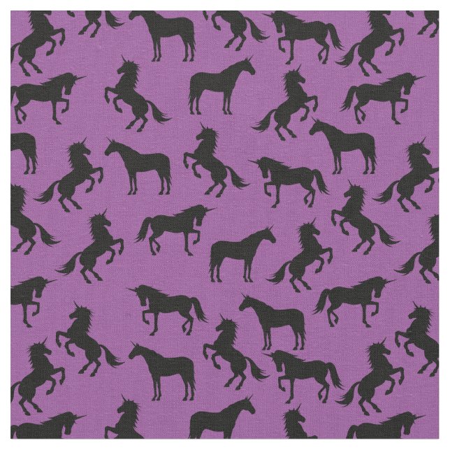 Unicorn Silhouettes Lila and Black Tyg (Närbild)
