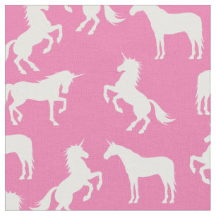 Unicorn Silhouettes Rosa and White Tyg