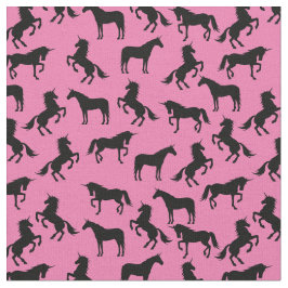 Unicorn Silhouettes Rosa och svart Tyg