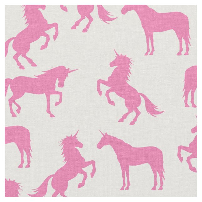 Unicorn Silhouettes White och Rosa Tyg (Närbild)