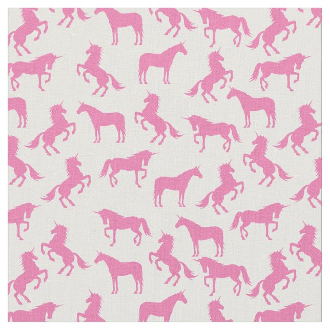 Unicorn Silhouettes White och Rosa Tyg (Närbild)