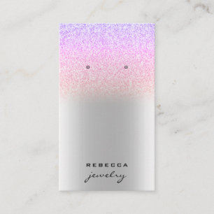 Unicorn Silver glitter örringskort för visning Visitkort