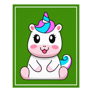 Unicorn Sitta Tecknad Fototryck