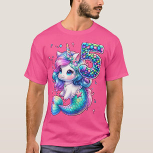 Unicorn-Sjöjungfru 5:e födelsedagen 5:e året gamma T Shirt