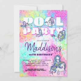 Unicorn & Sjöjungfru Bassäng Party-inbjudan Inbjudningar