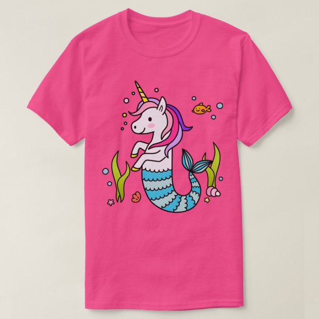 Unicorn Sjöjungfru Cute Roligt Mermicorn T Shirt (Design framsida)