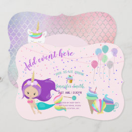 Unicorn Sjöjungfru Princess Birthday Investigation Inbjudningar