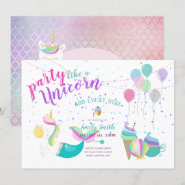 Unicorn Sjöjungfru Princess Birthday Investigation Inbjudningar