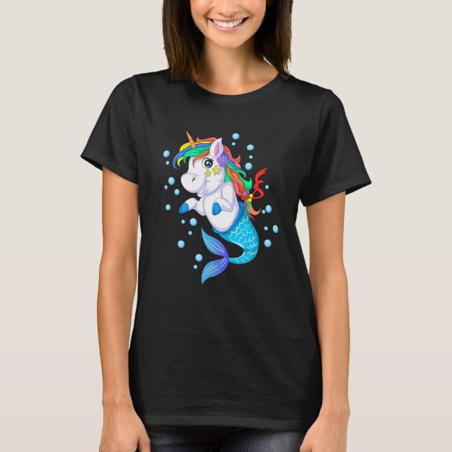 Unicorn-sjöjungfru T Shirt (Framsida)