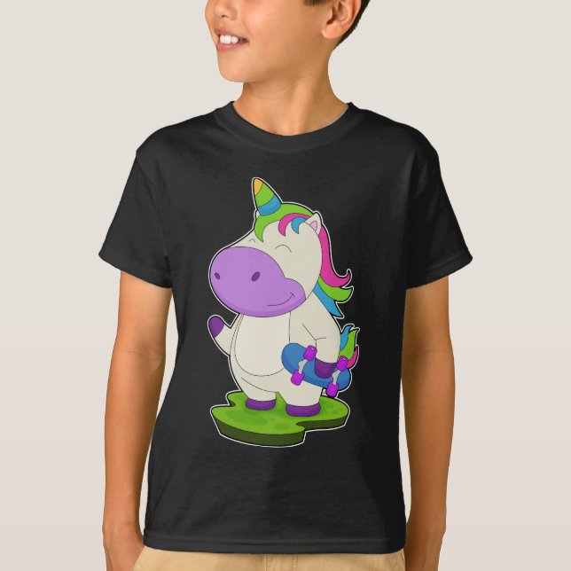 Unicorn Skater Skateboard-sport T Shirt (Framsida)