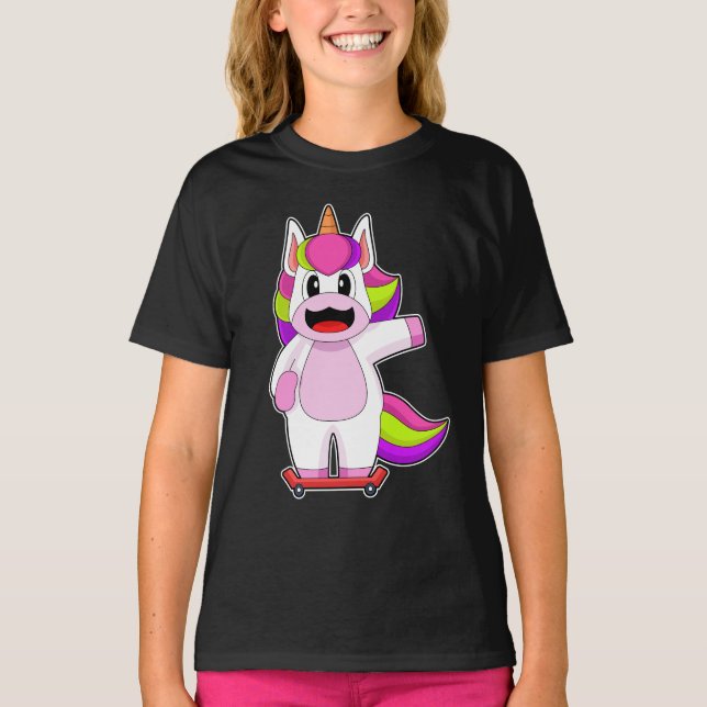 Unicorn Skater Skateboard-sport T Shirt (Framsida)