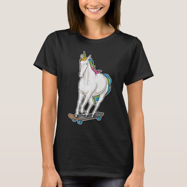 Unicorn Skater Skateboard T Shirt (Framsida)