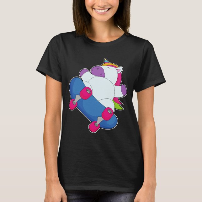 Unicorn Skater Skateboard T Shirt (Framsida)